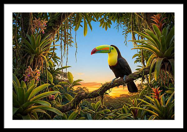 Keel Billed Toucan Perched At Sunset