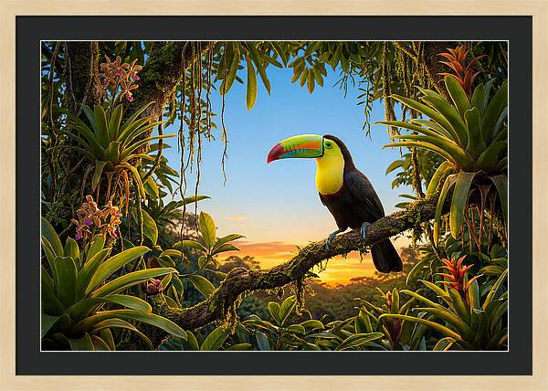 Keel Billed Toucan Perched At Sunset