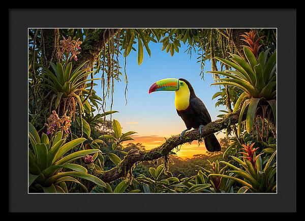 Keel Billed Toucan Perched At Sunset