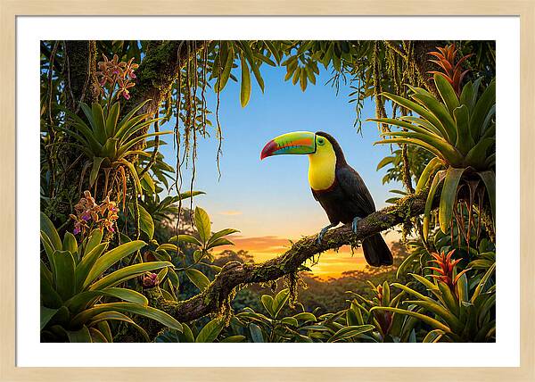 Keel Billed Toucan Perched At Sunset