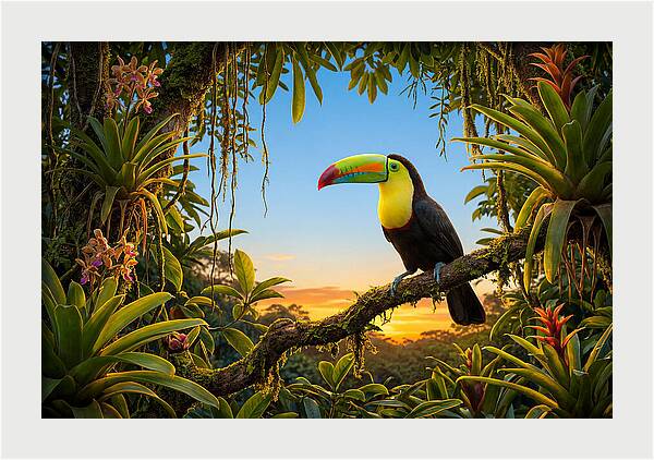Keel Billed Toucan Perched At Sunset