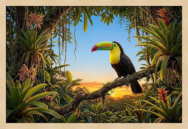 Keel Billed Toucan Perched At Sunset