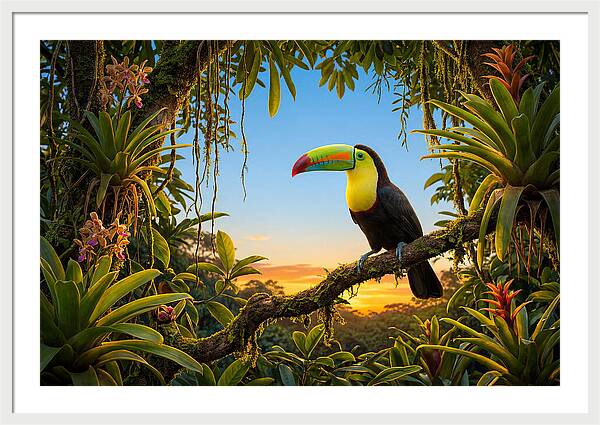 Keel Billed Toucan Perched At Sunset