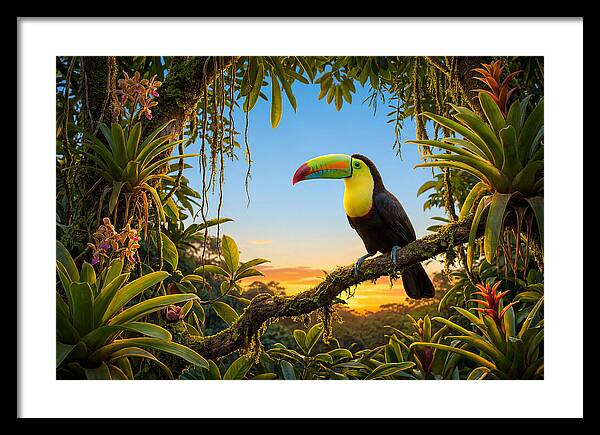 Keel Billed Toucan Perched At Sunset