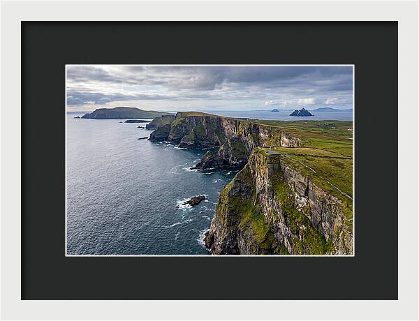 Kerry Cliffs And Skellig Islands Aerial View