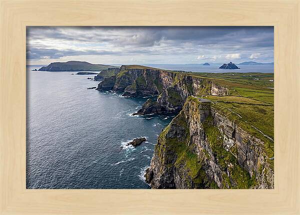 Kerry Cliffs And Skellig Islands Aerial View