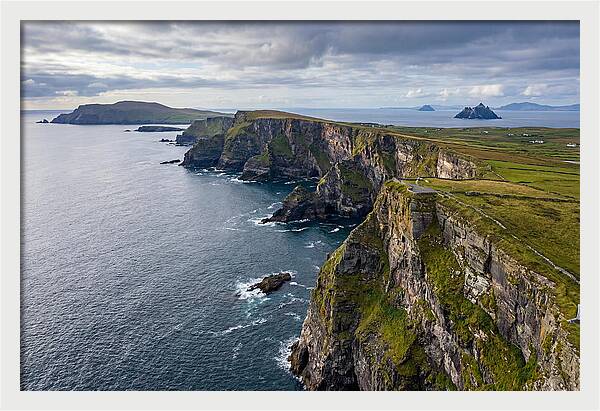 Kerry Cliffs And Skellig Islands Aerial View