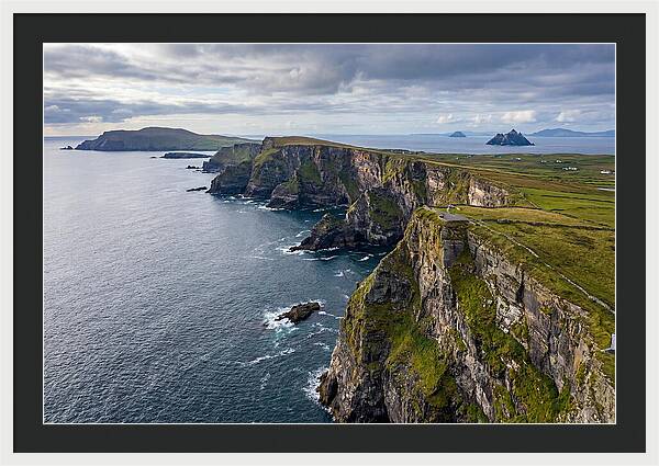 Kerry Cliffs And Skellig Islands Aerial View