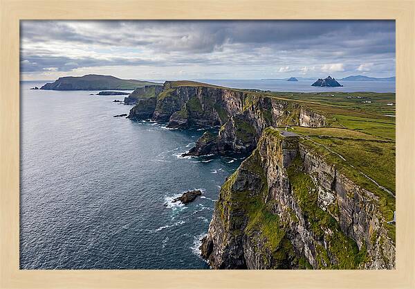 Kerry Cliffs And Skellig Islands Aerial View