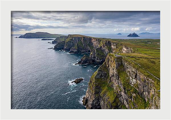 Kerry Cliffs And Skellig Islands Aerial View