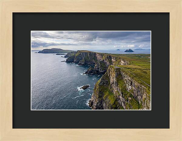Kerry Cliffs And Skellig Islands Aerial View