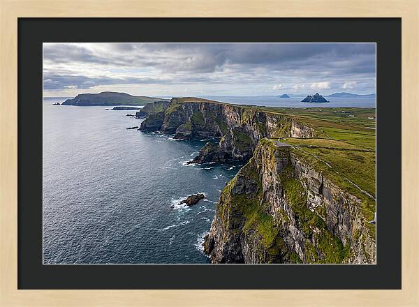 Kerry Cliffs And Skellig Islands Aerial View
