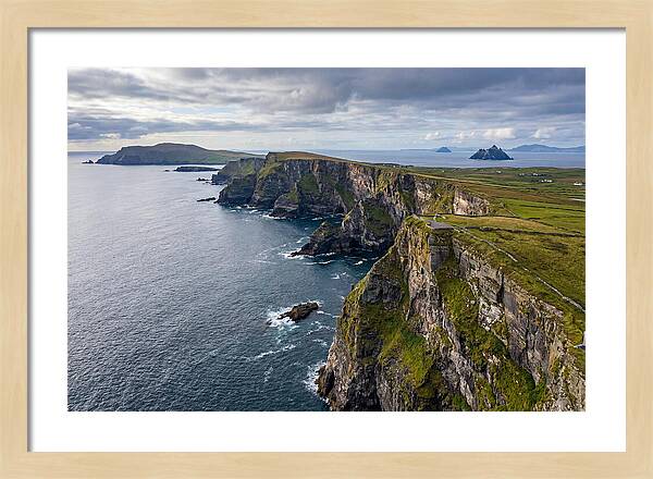 Kerry Cliffs And Skellig Islands Aerial View