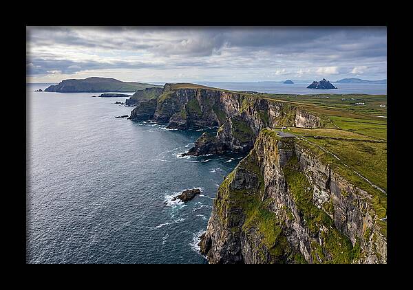 Kerry Cliffs And Skellig Islands Aerial View