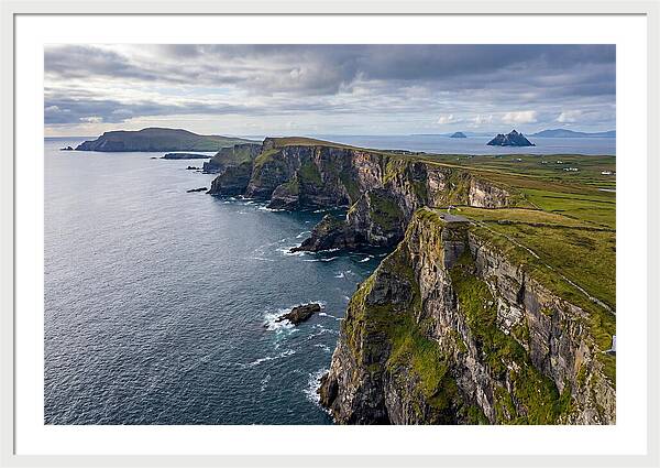 Kerry Cliffs And Skellig Islands Aerial View