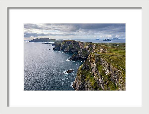 Kerry Cliffs And Skellig Islands Aerial View