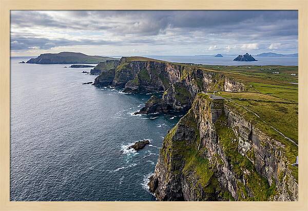 Kerry Cliffs And Skellig Islands Aerial View