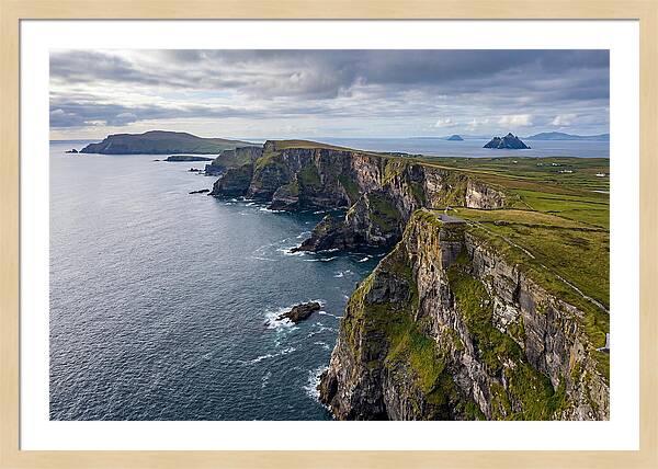 Kerry Cliffs And Skellig Islands Aerial View