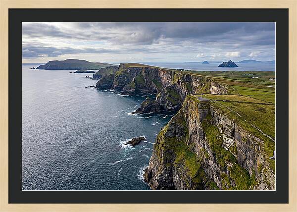 Kerry Cliffs And Skellig Islands Aerial View