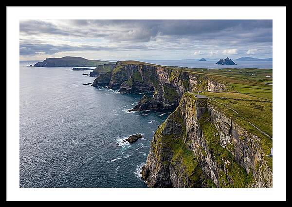 Kerry Cliffs And Skellig Islands Aerial View