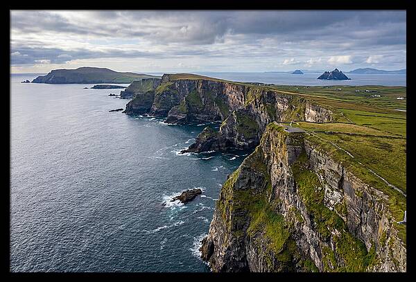 Kerry Cliffs And Skellig Islands Aerial View