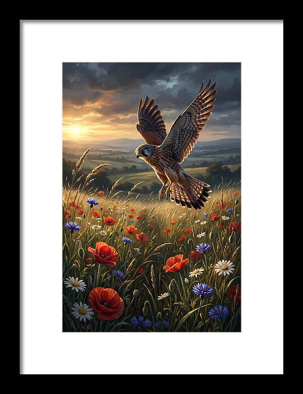 Kestrel Over Wildflower Meadow