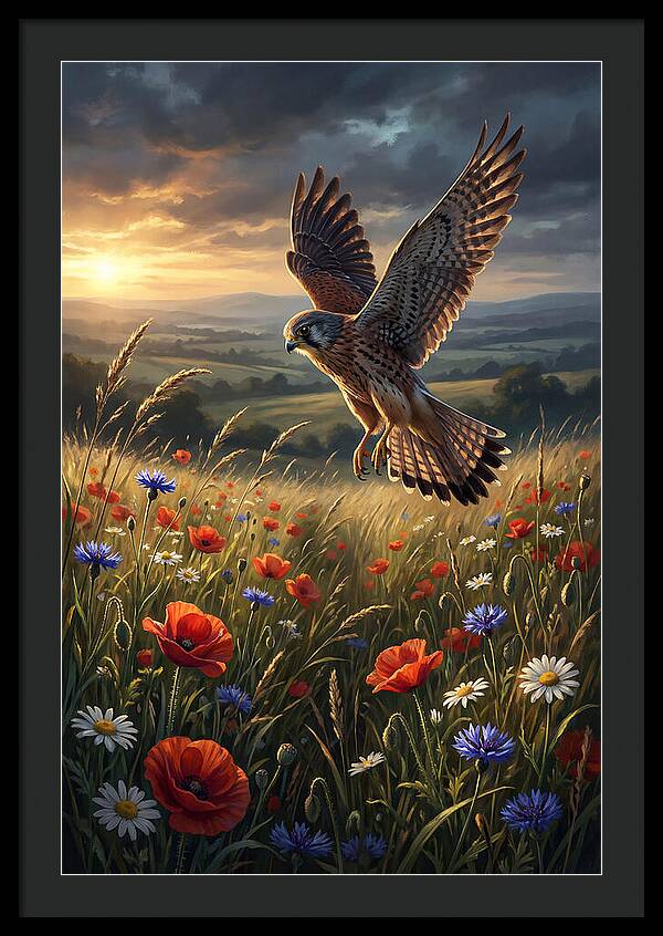 Kestrel Over Wildflower Meadow