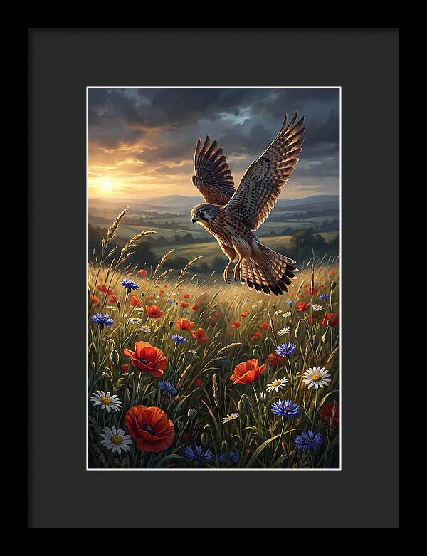 Kestrel Over Wildflower Meadow
