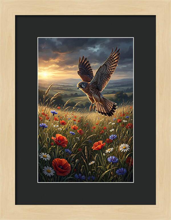 Kestrel Over Wildflower Meadow