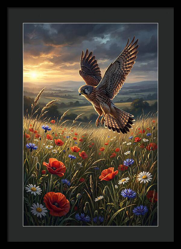Kestrel Over Wildflower Meadow