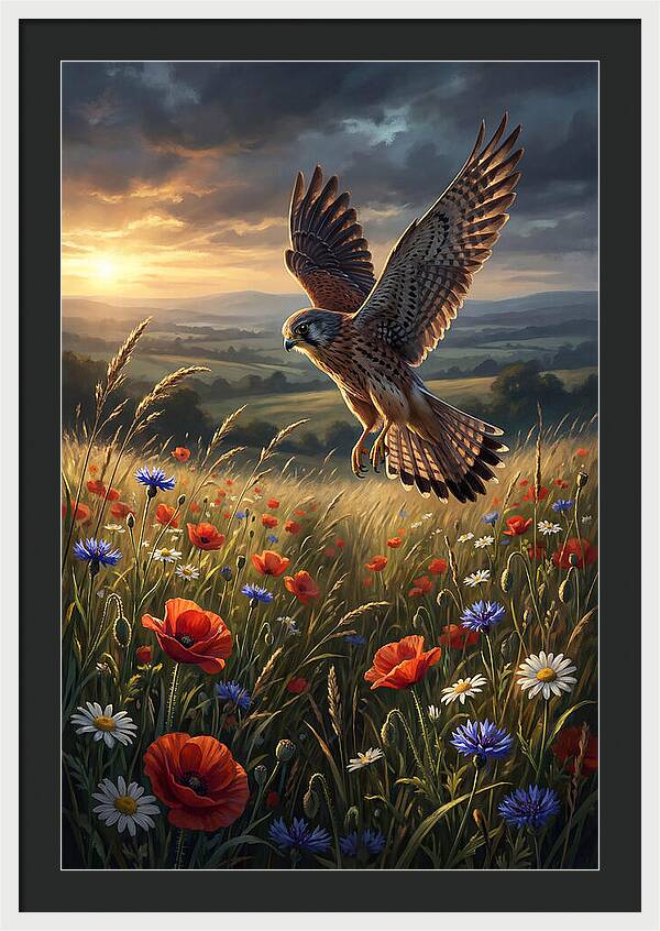 Kestrel Over Wildflower Meadow
