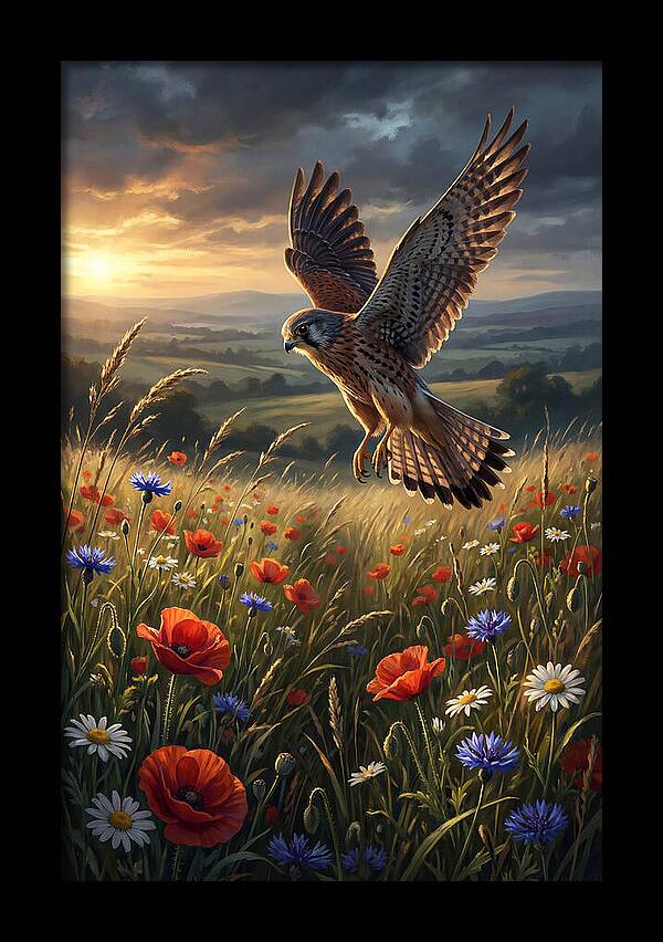Kestrel Over Wildflower Meadow