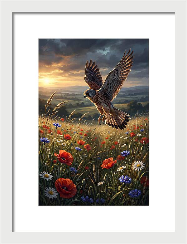 Kestrel Over Wildflower Meadow