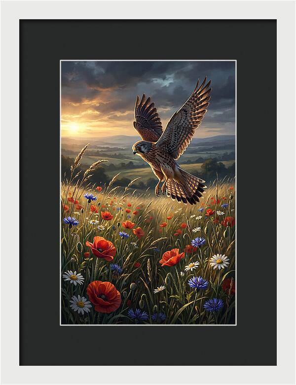 Kestrel Over Wildflower Meadow