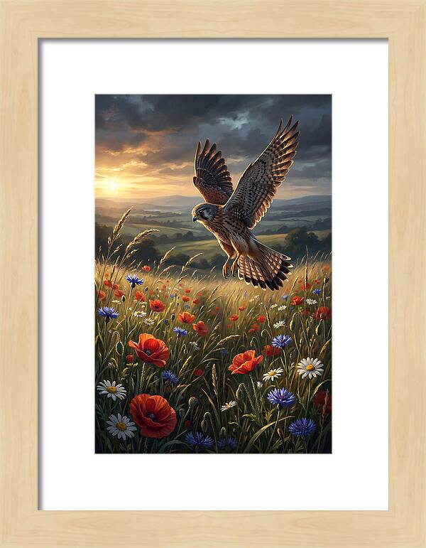 Kestrel Over Wildflower Meadow