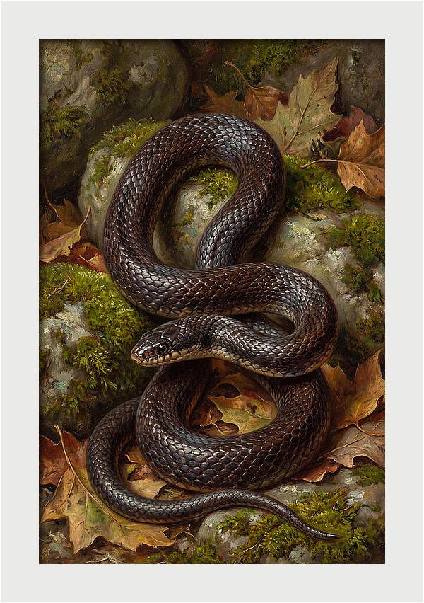 King Snake Among Autumn Leaves