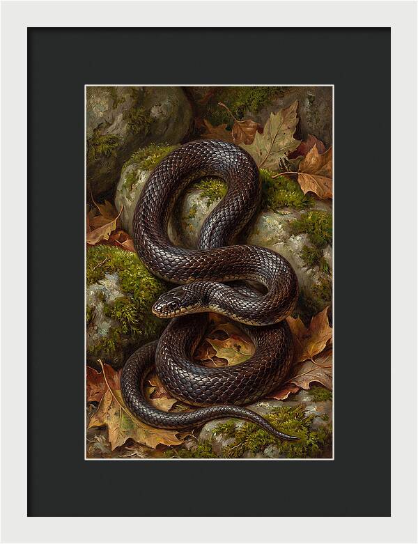 King Snake Among Autumn Leaves