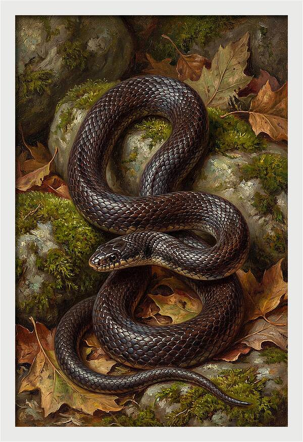 King Snake Among Autumn Leaves
