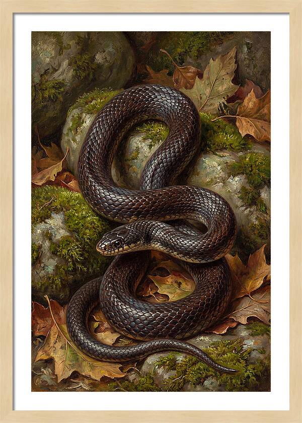 King Snake Among Autumn Leaves