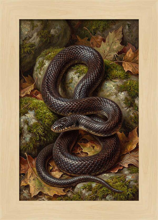 King Snake Among Autumn Leaves