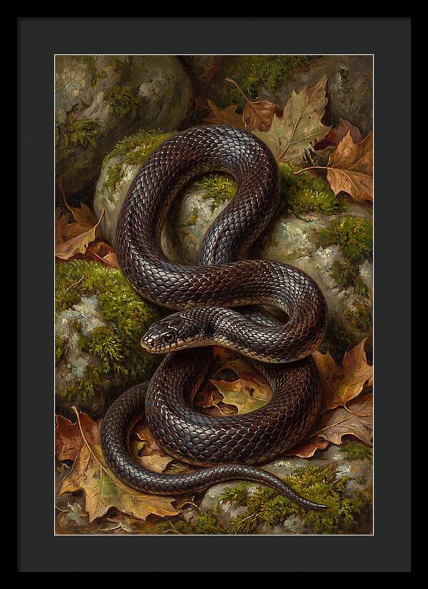 King Snake Among Autumn Leaves