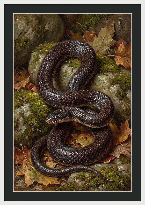 King Snake Among Autumn Leaves