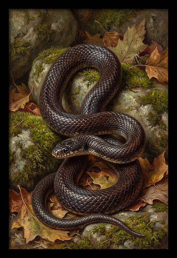 King Snake Among Autumn Leaves