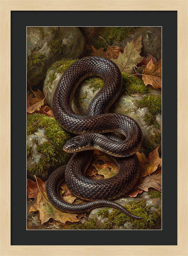 King Snake Among Autumn Leaves