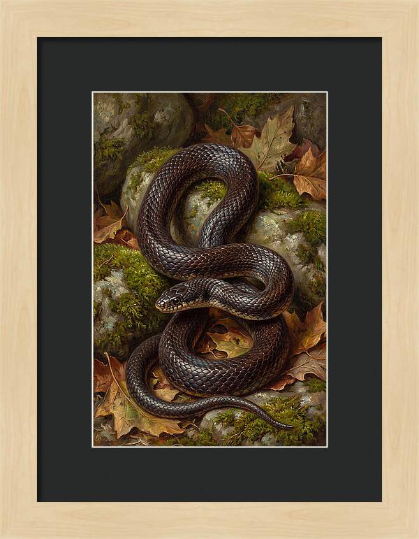 King Snake Among Autumn Leaves