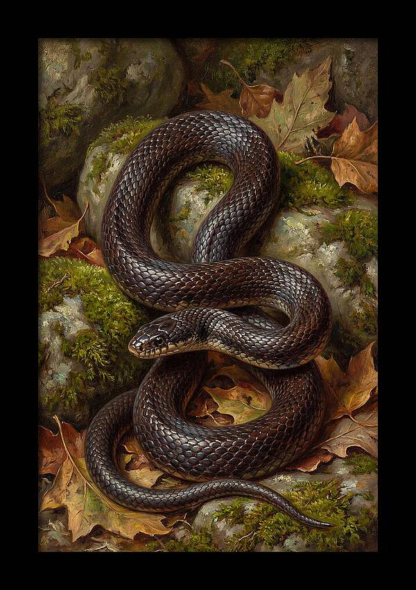King Snake Among Autumn Leaves
