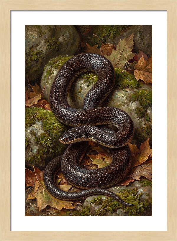 King Snake Among Autumn Leaves
