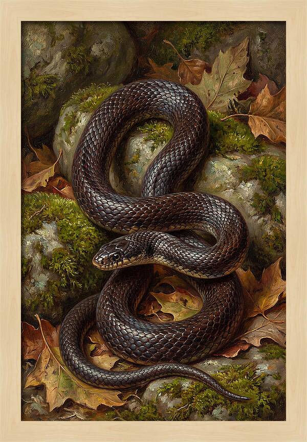 King Snake Among Autumn Leaves