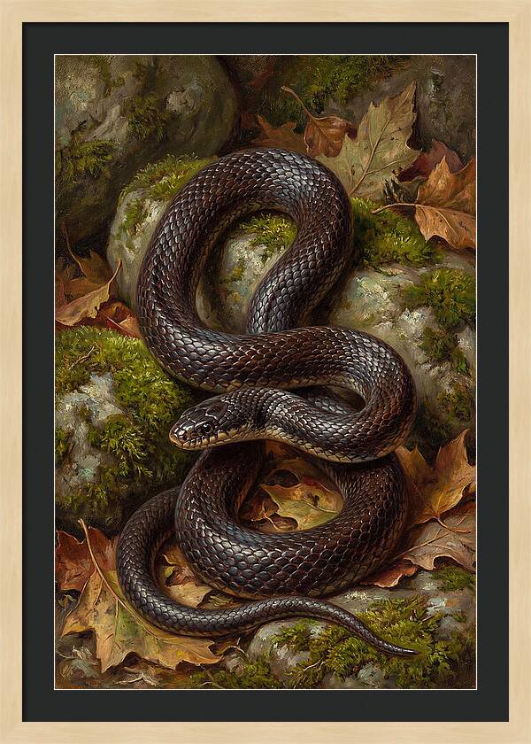 King Snake Among Autumn Leaves