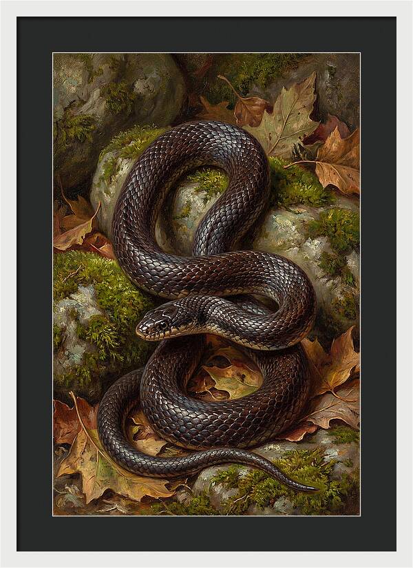 King Snake Among Autumn Leaves